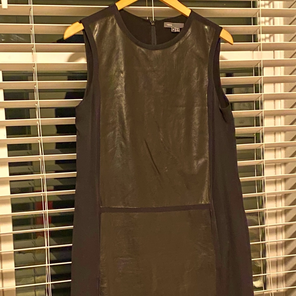 VINCE knee length dress with front leather accent size 6